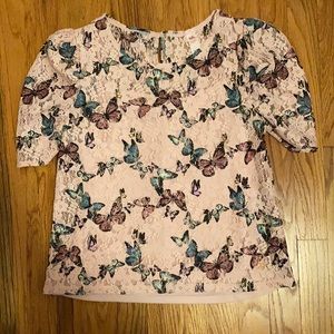 Girls Justice Butterfly Lace Top with Undershirt